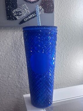 Starbucks Holiday 2022 Blue Jeweled Cold Cup Tumbler 24